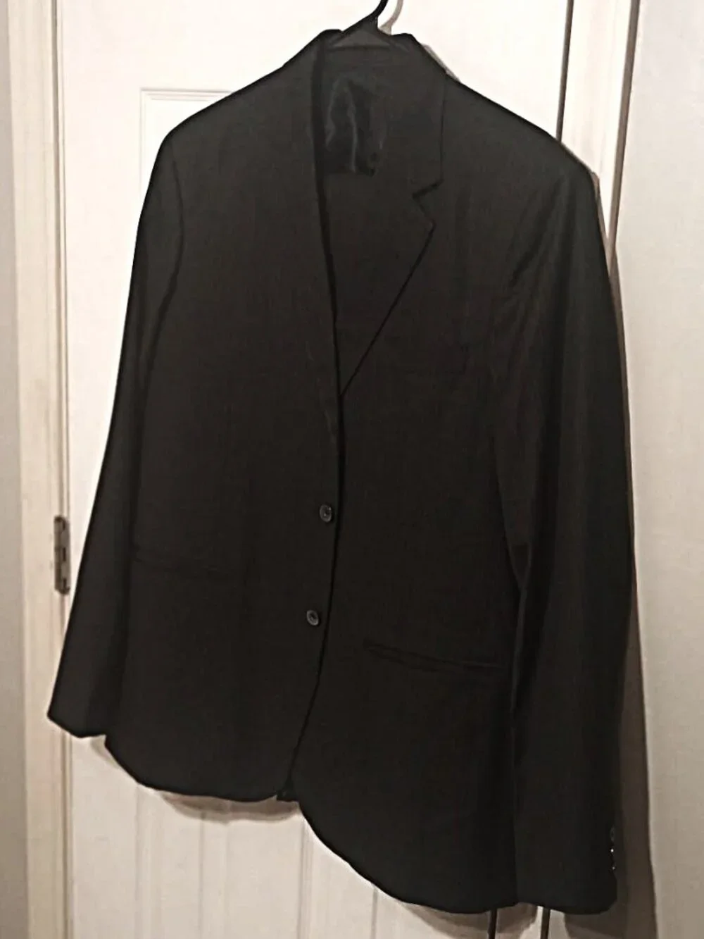 Raymond Paldi Men Grayish Brown Pinstripe 2 Piece Slim Fit Suit   46R